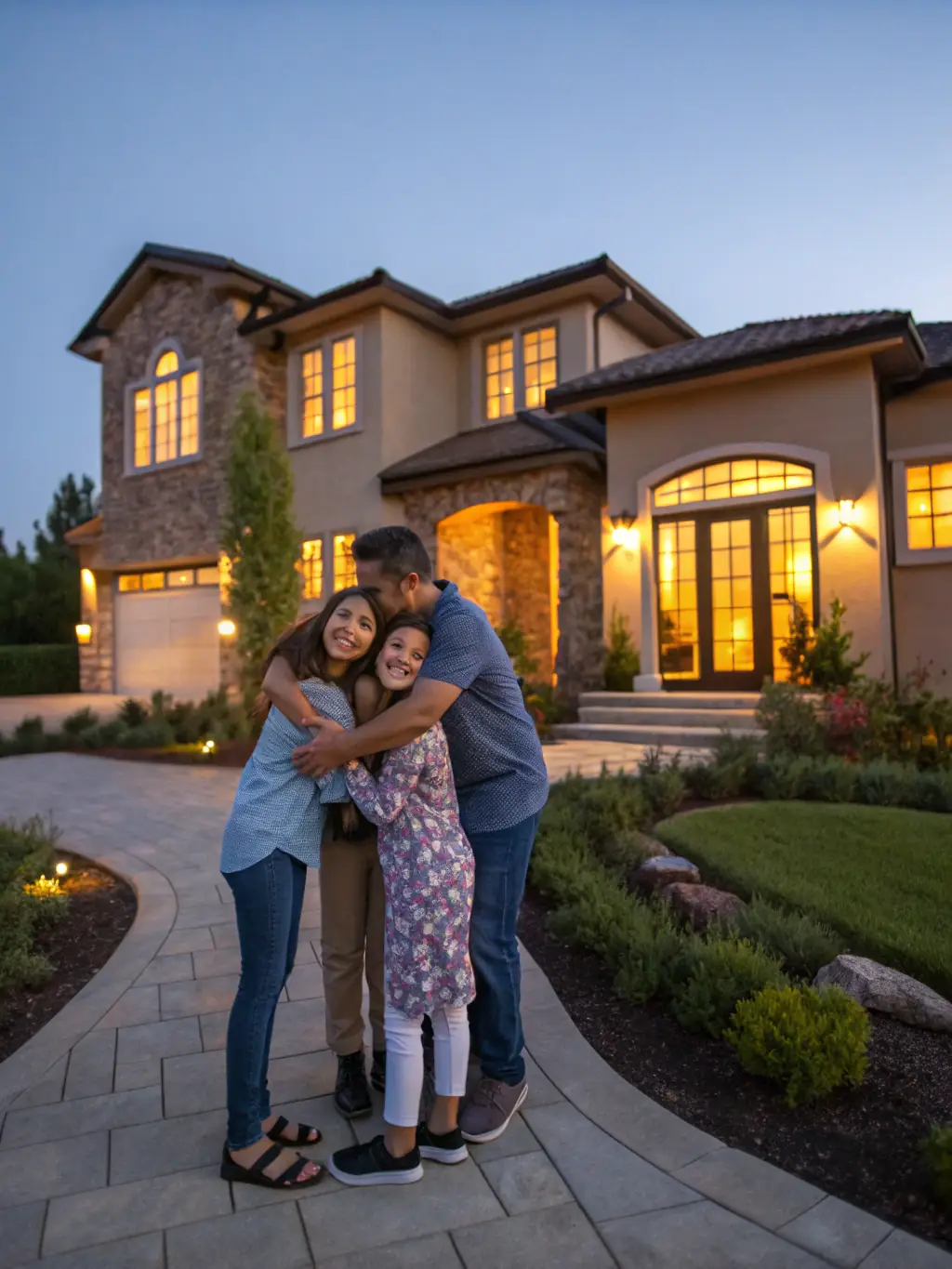 A family happily receiving keys to their new home, symbolizing the successful outcome of Cure My Title's services.